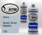 Preview: Volvo, Mystic Silver Metallic, 130: 400ml Sprühdose + 400ml Klarlack - Set, von ATW Autoteile West.